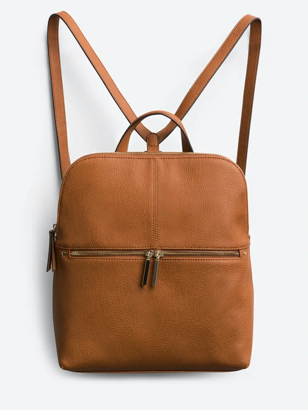 Market & Spruce Dara Zipper Cognac Faux Leather Backpack